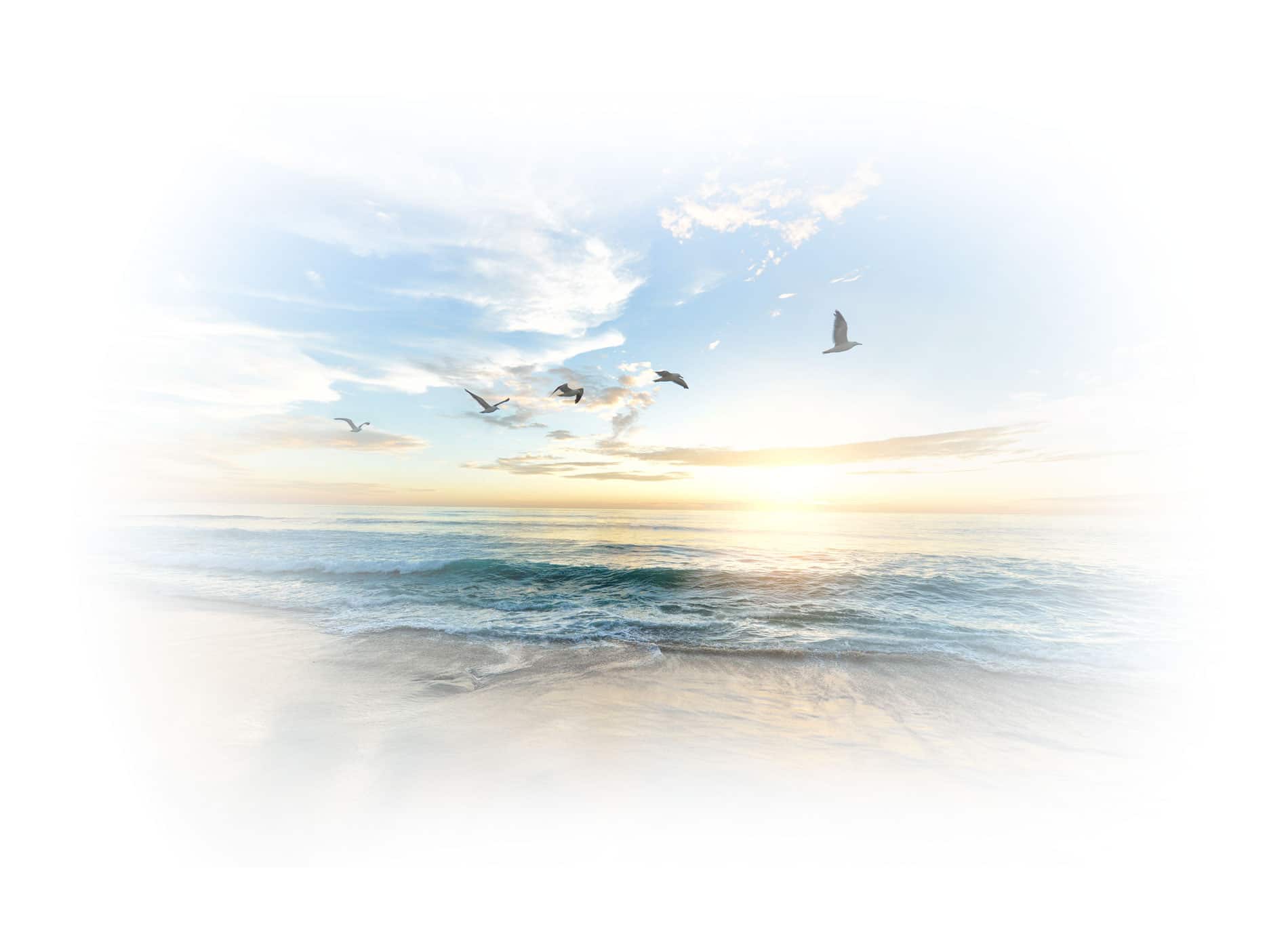Gentle waves rolling onto a beach at sunrise